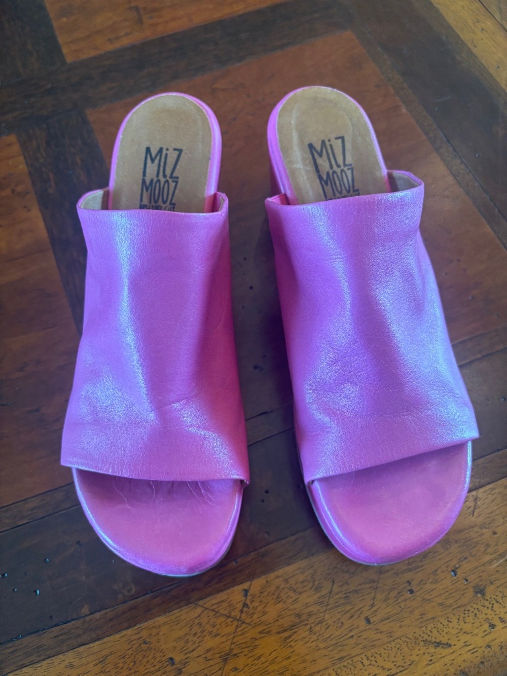 Miz Mooz Pink Leather Slide Sandals